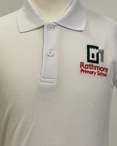 Rathmore Primary School white polo shirt