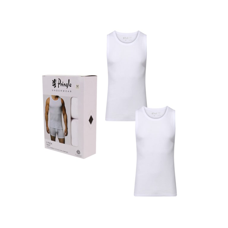 Pringle 2pk Vest - White - U300