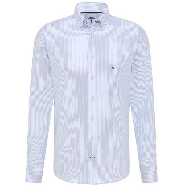 Fynch Hatton Striped Oxford Shirt - Light Blue - 1000 5500 5530