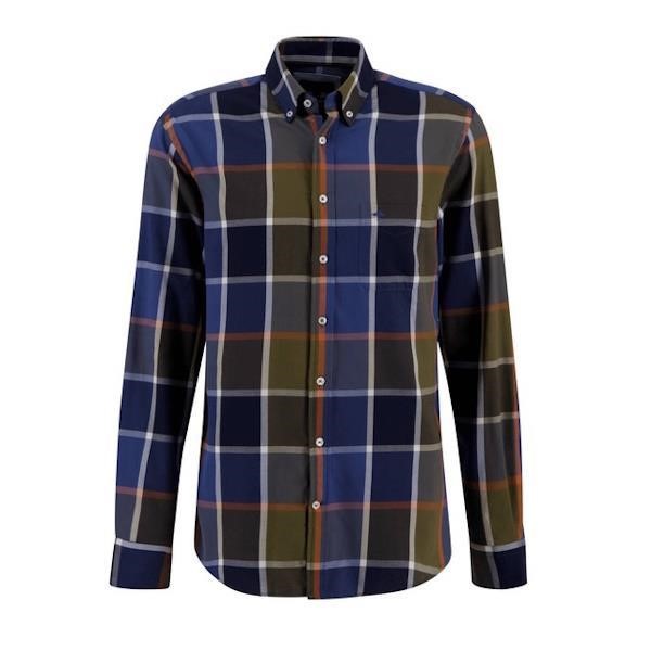 Fynch Hatton Olive Checks Shirt - 1308 7020 709 