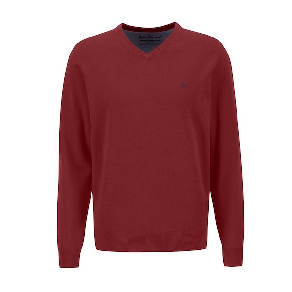 Fynch Hatton V-neck Sweater - Scarlet - SFPK 211 360