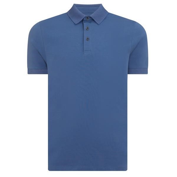 Remus Uomo Blue SS 3 Button Polo Shirt - 58724-25