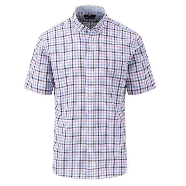 Fynch Hatton Slub Check Shirt - Pink - 14048101 404