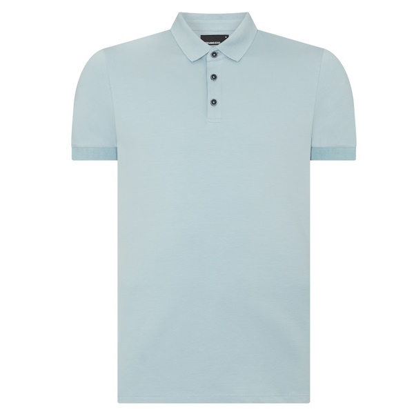 Remus Uomo Sky Blue SS 3 Button Polo Shirt - 53122-23