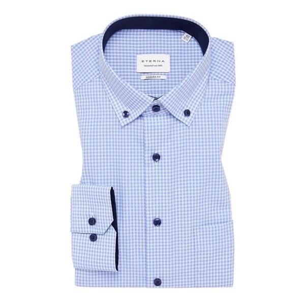 Eterna Checkered Shirt - Blue - 8913 Col 12 X146