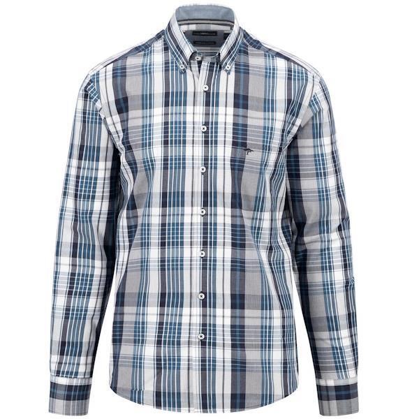 Fynch Hatton Poplin Check Shirt - Navy - 14095000 685