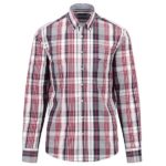 Fynch Hatton Poplin Check Shirt - Ruby Red - 14095000 303