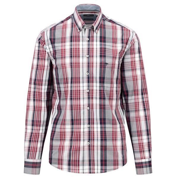 Fynch Hatton Poplin Check Shirt - Ruby Red - 14095000 303