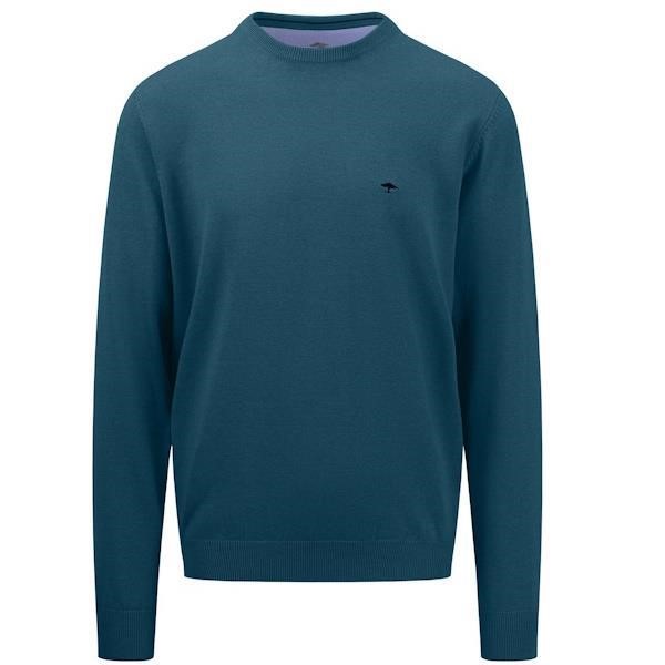 Fynch Hatton O-neck Sweater - Dark Teal - 1414 210 624