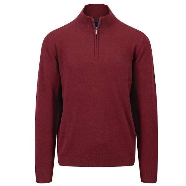 Fynch Hatton Troyer Zip Sweater - Ruby - 1414 215 303