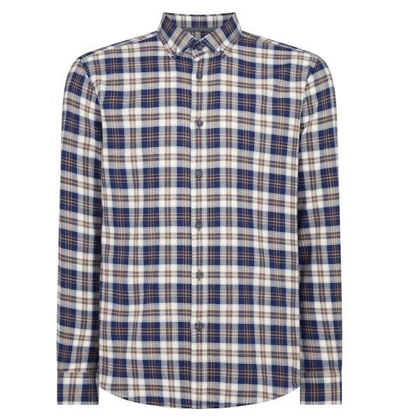 Remus Uomo Seville LS Casual Shirt - Dark Blue Check - 13773 - 27