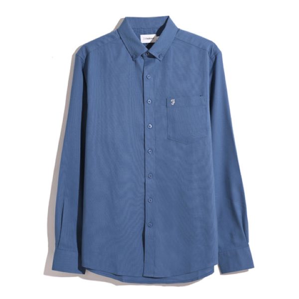 Farah Wilkins LS Chest Pocket Shirt - Steel Blue - FAWFE023 488