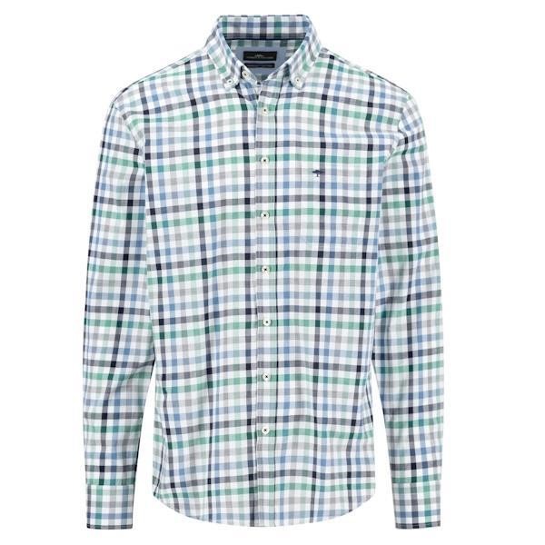 Fynch Hatton Classic Combi Check Shirt - Grass Green - 1414 8000 721