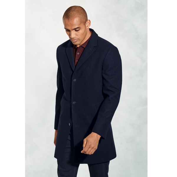 Brook Taverner Hutchinson Navy Wool Mix Shortie Overcoat - Navy