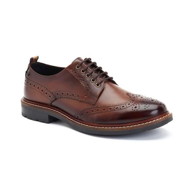 Base London Jagger Burnished Brogue Shoes - Brown