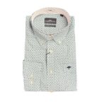 Fynch Hatton Small Print LS Shirt - Green - 1412 5380 722