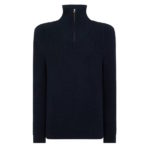 Remus Uomo Knitted 1/4 Zip Sweater - Navy - 58854 - 78