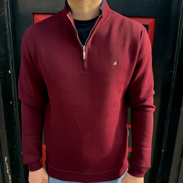 Mineral Rey Quarter Zip Sweater - Dark Burgundy