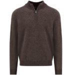 Fynch Hatton Troyer Zip Lambswool Sweater - 1511 656 861  - Dark Chocolate
