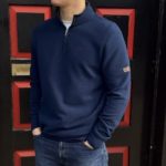 Brendan Ribbed 1/4 Zip Dark Denim