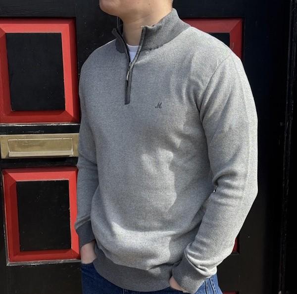 RIver Quarter Zip Knit ECRU/GREY