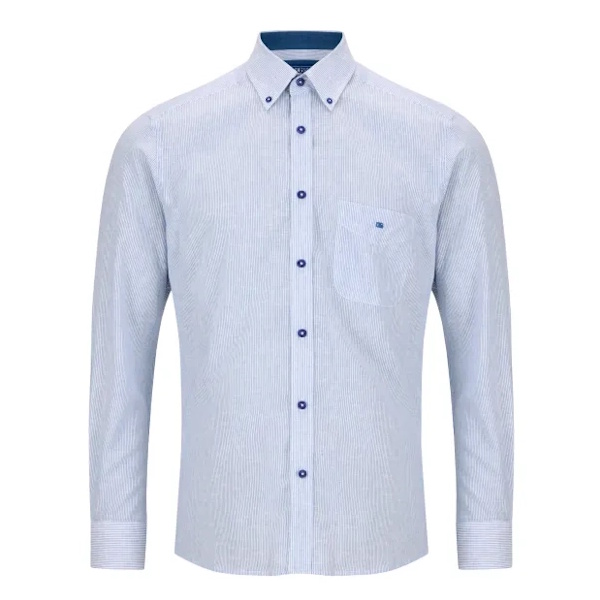 DG's Drifter Blue & White Reg LS Casual Shirt - 14145-12