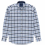 Fynch Hatton Heringbone Check Shirts - Navy - 1609 8720 660