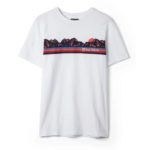 Mountain Retro Stripe White Tee