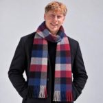 Checked Scarf 376 Navy