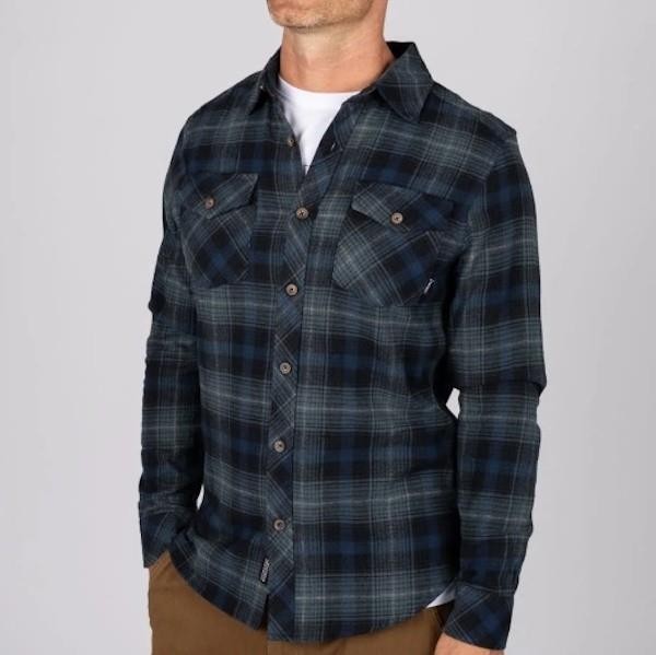 Miles Mens Flannel Shirt in Blue Check